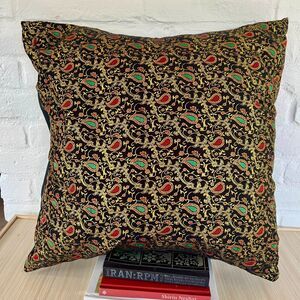Large Square Pillows, Black Paisley, Floor Pouf, 20" x 20" inch
